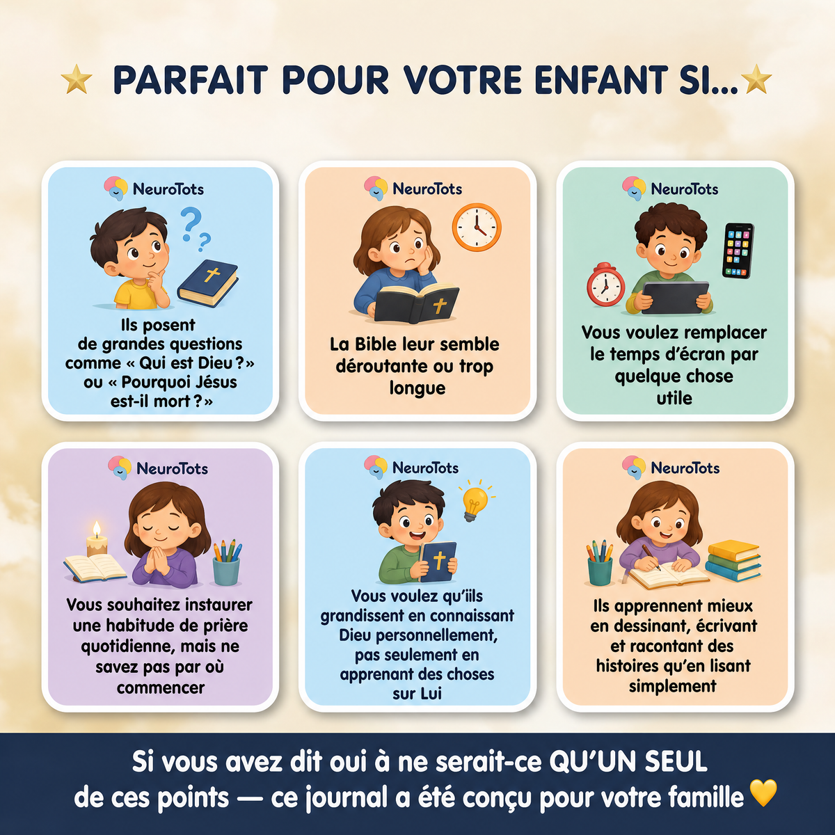 Journal biblique et de prière NeuroTots™ : 10 minutes par jour pour développer la foi, le calme et la confiance