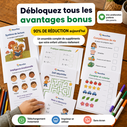 Pack d'apprentissage NeuroTots™ Mega : Mathématiques, lecture et compétences de vie
