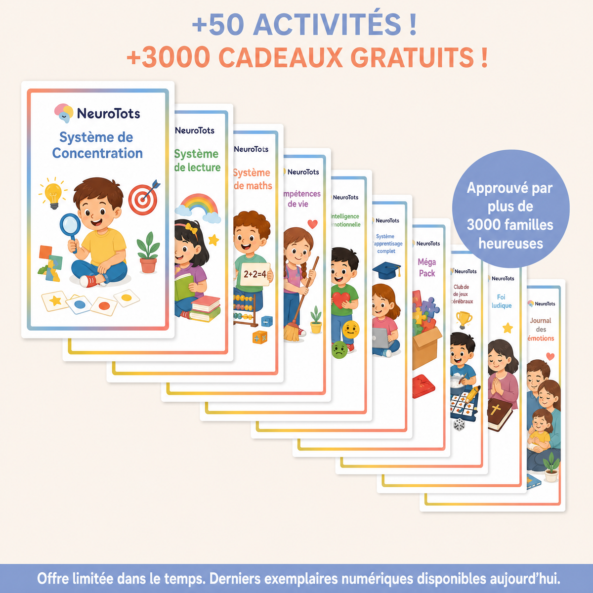 Système d'intelligence émotionnelle NeuroTots™ : plus de 200 activités pour aider votre enfant à maîtriser ses émotions, à réduire sa frustration et à gagner en confiance.