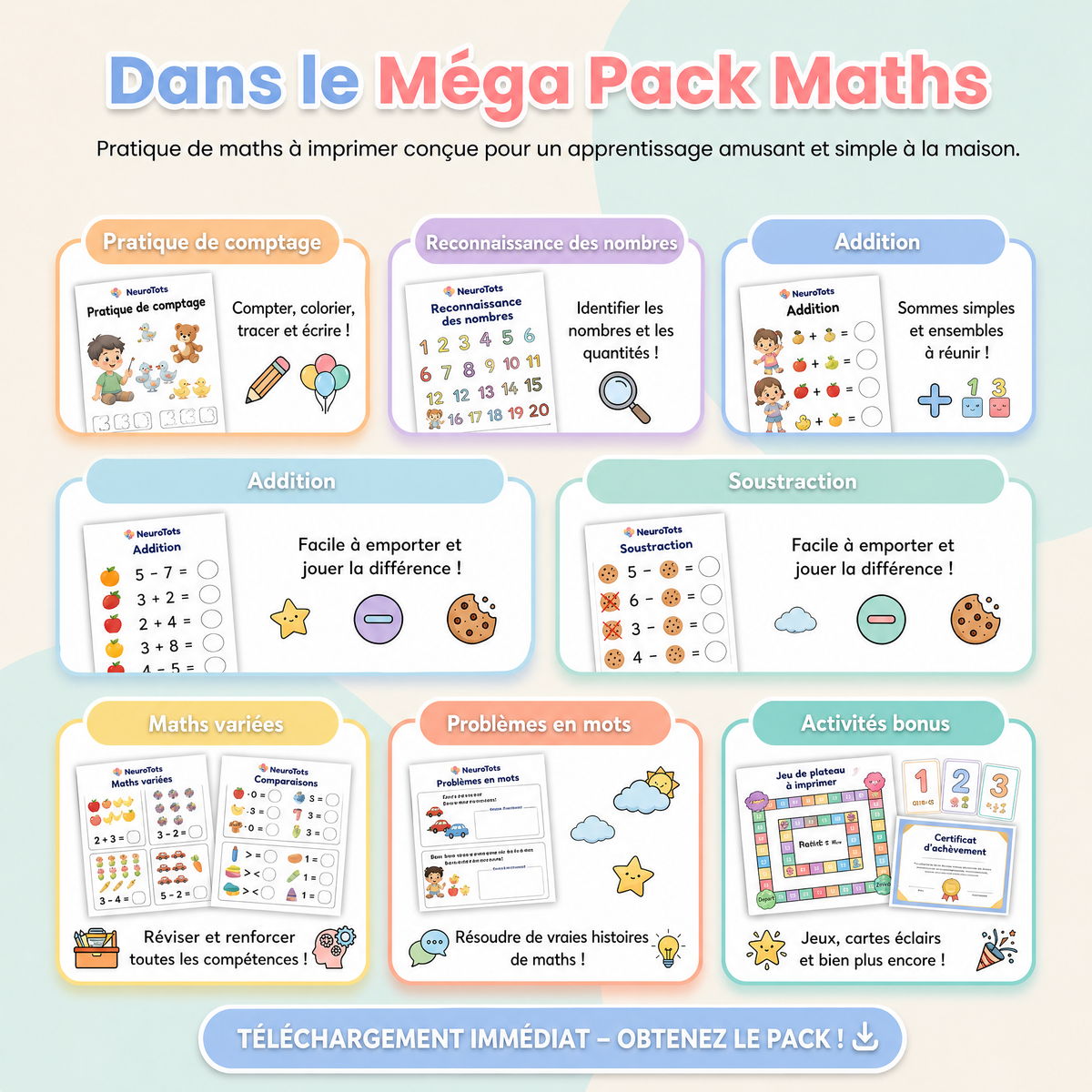 Système d'apprentissage complet NeuroTots™ - Pack mathématiques et lecture
